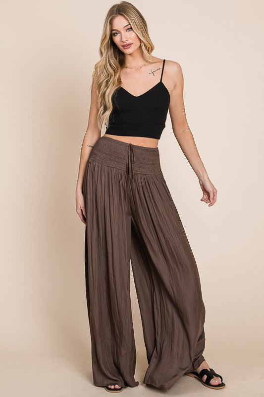 Jade by Jane Boho Ruched waist wide leg pants