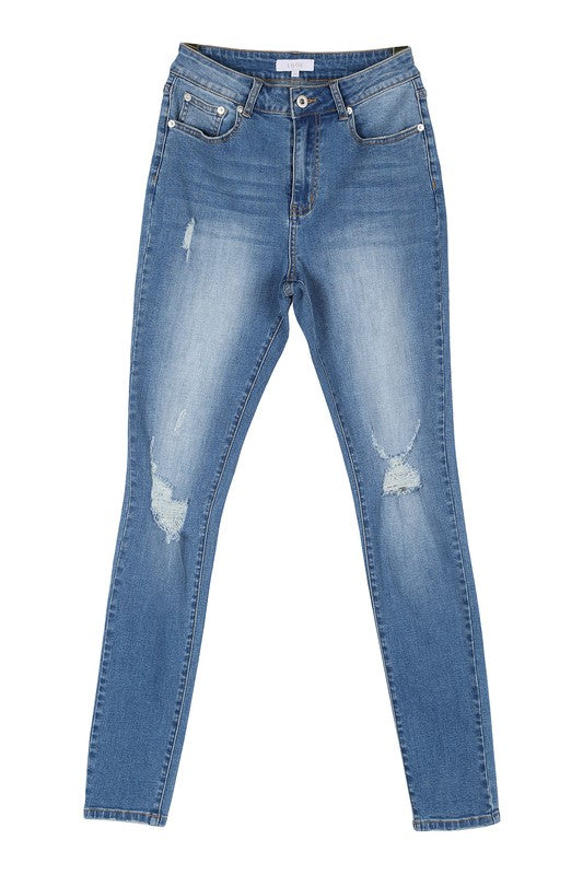 Lilou Medium Wash Distressed Skinny Jeans