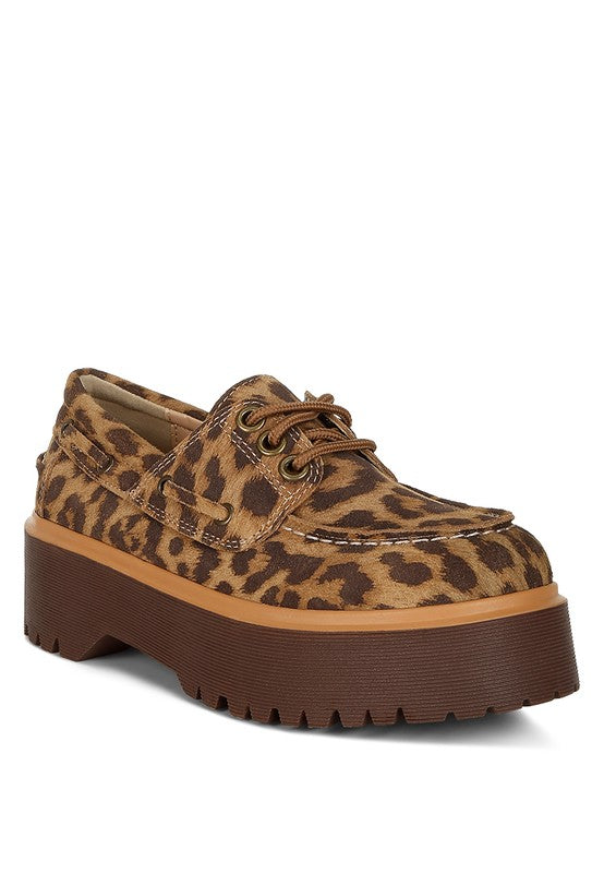 Rag & Co Onglur Leopard Print Suede Oxford Loafers