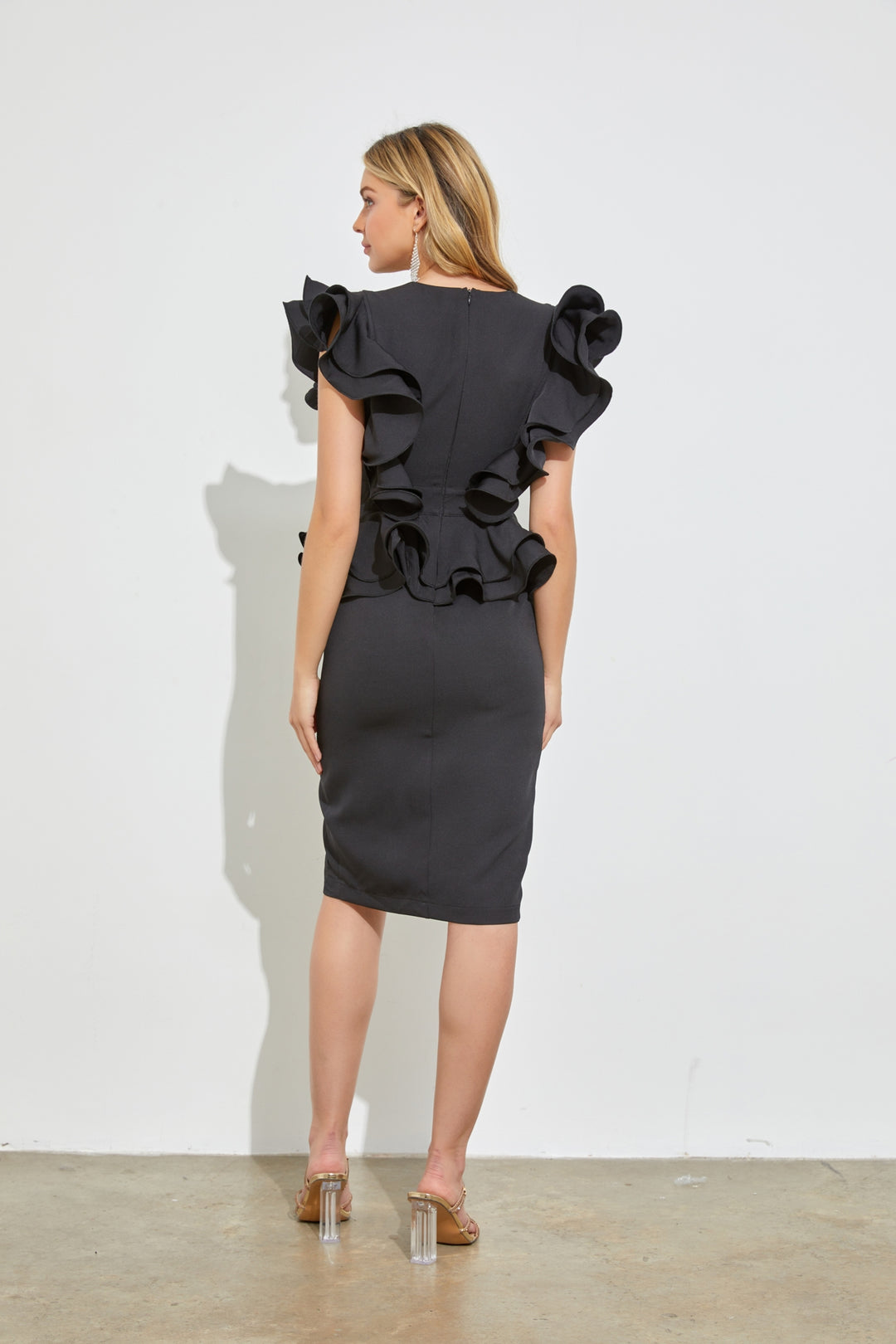 DO + BE COLLECTION Stunner V-Neck Ruffle Dress