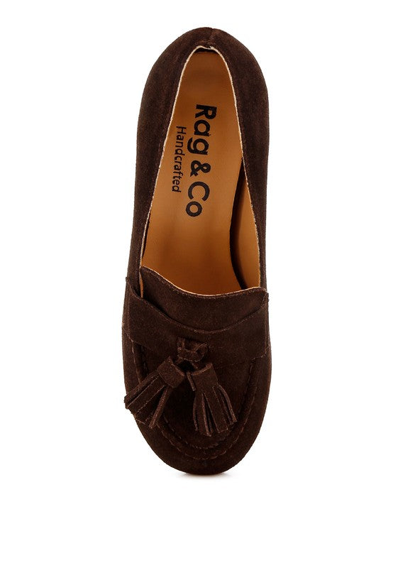 Rag & Co Aloha Tassels Detail Suede Loafers