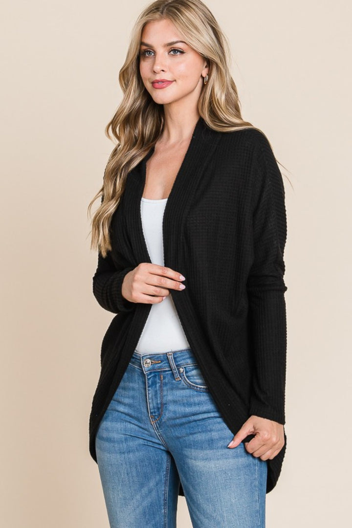 BOMBOM Open Front Waffle Knit Cocoon Cardigan - Boho Soho