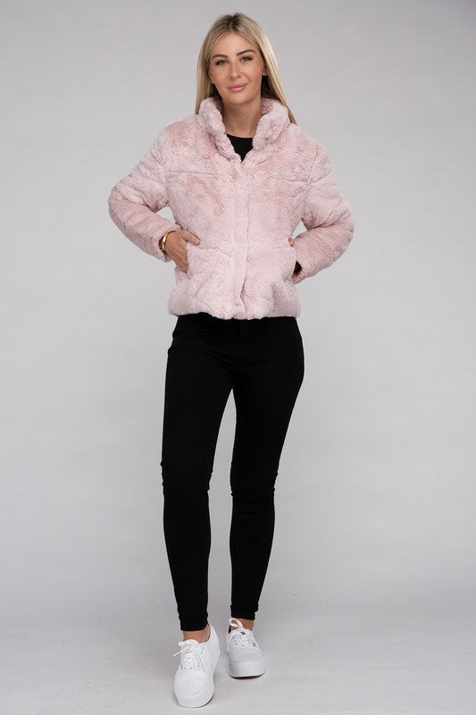 Ambiance Fluffy Zip-Up Jacket