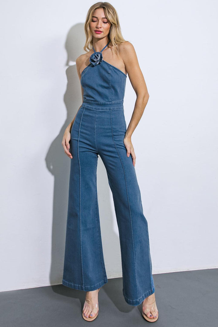 FLYING TOMATO CALL ME LOVELY DENIM JUMPSUIT