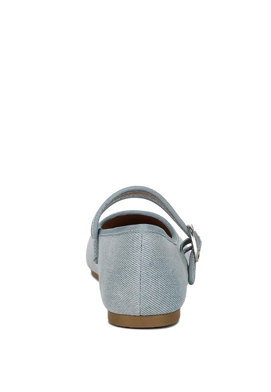 London Rag Iker Classic Denim Pin Buckle Ballerinas