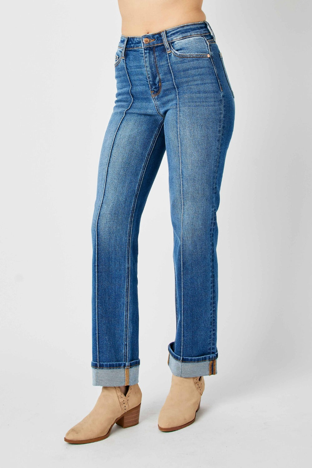 Judy Blue High Waist Front Seam Detail Straight Jeans