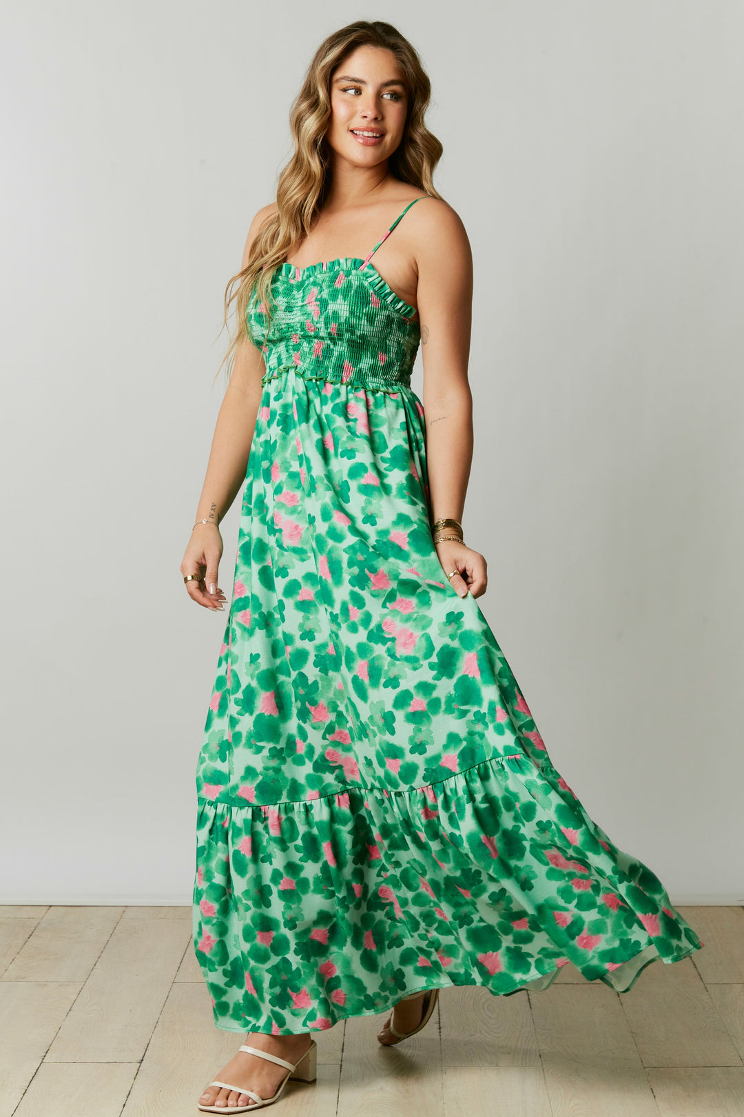 Peach Love California Floral Print Maxi Dress - Boho Soho