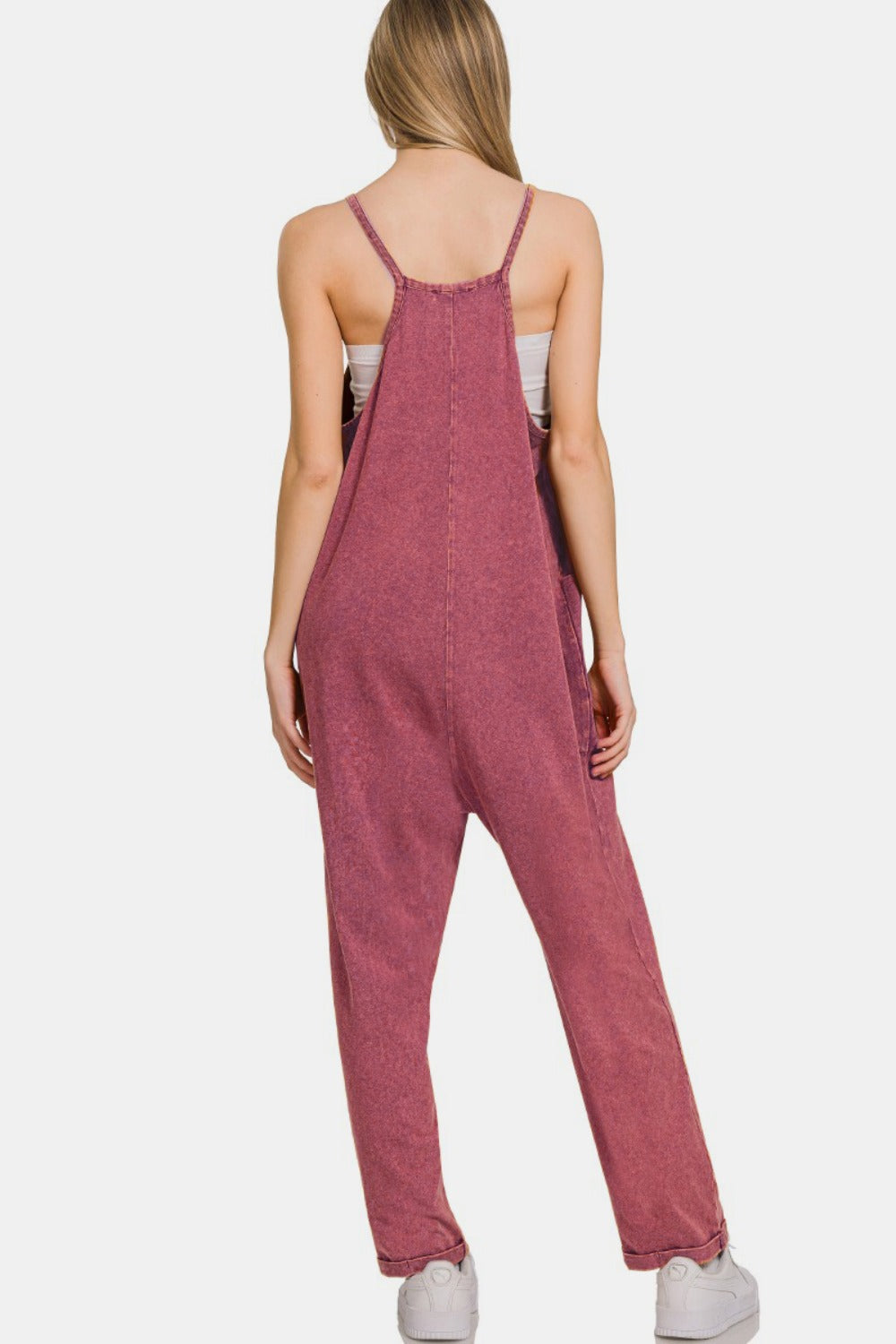 Zenana Washed Spaghetti Straps Jumpsuit with Pockets
