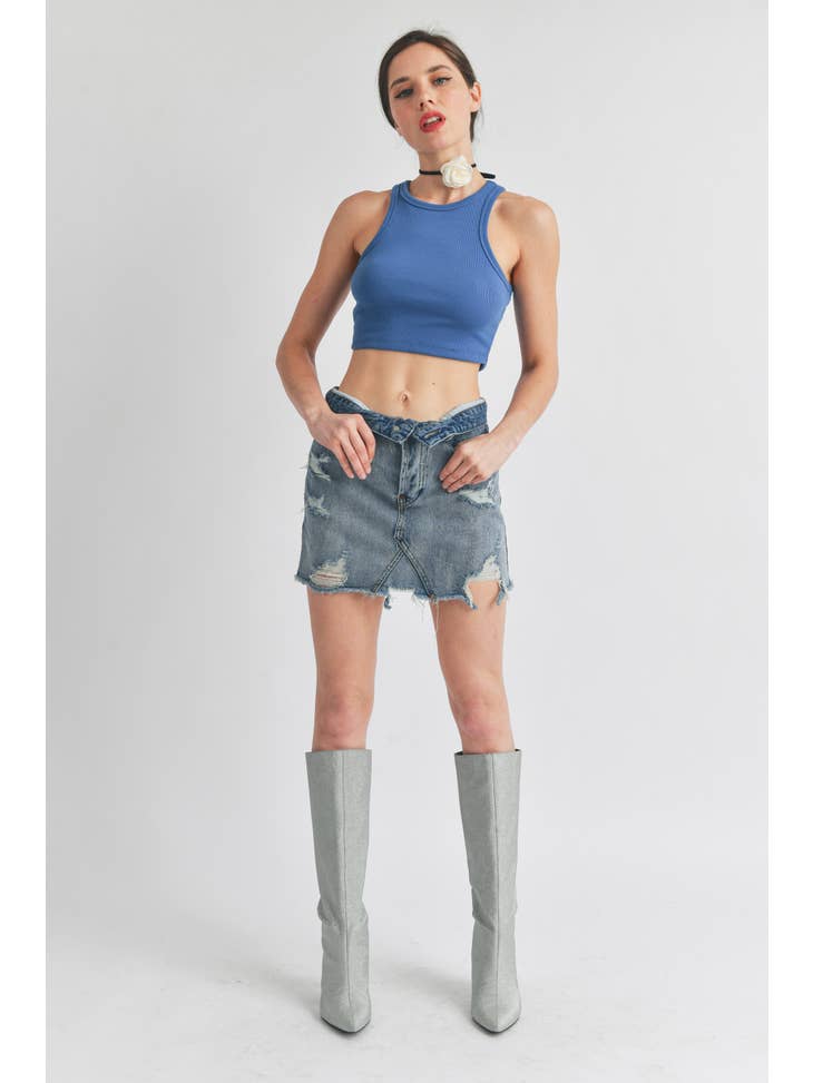 Signature 8 Distressed Denim Skirt - Boho Soho