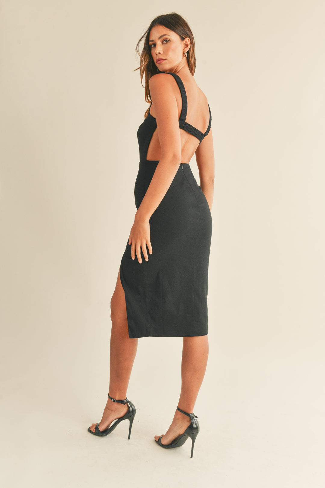 MABLE STRAPPY OPEN BACK MIDI DRESS