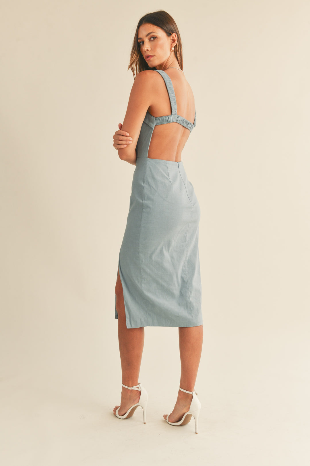 MABLE STRAPPY OPEN BACK MIDI DRESS