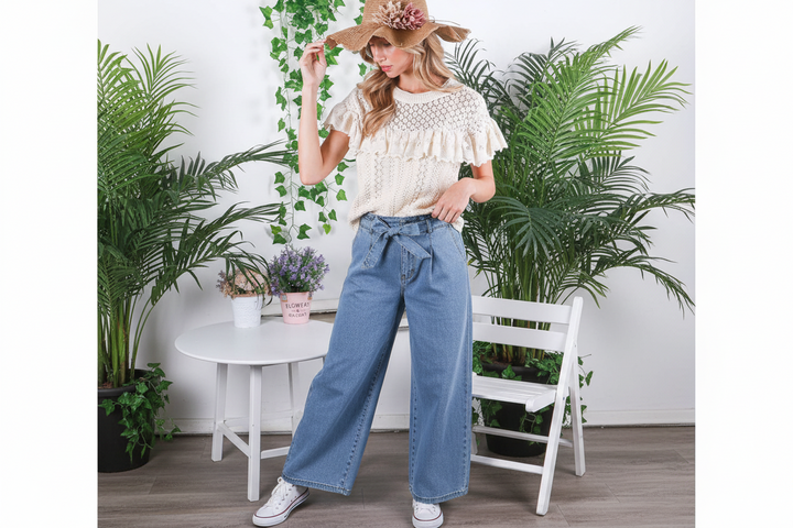 Vine & Love Eyelet Lace Trim Crochet Top