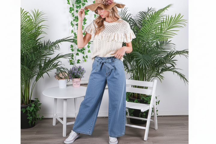 Vine & Love Eyelet Lace Trim Crochet Top