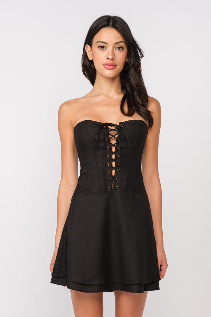 Sky To Moon Corset Style Strapless Dress - Boho Soho