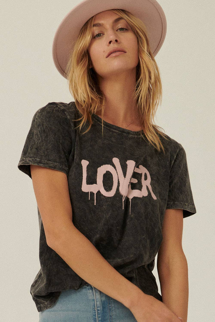 Lover Graffiti Mineral Washed Graphic Tee