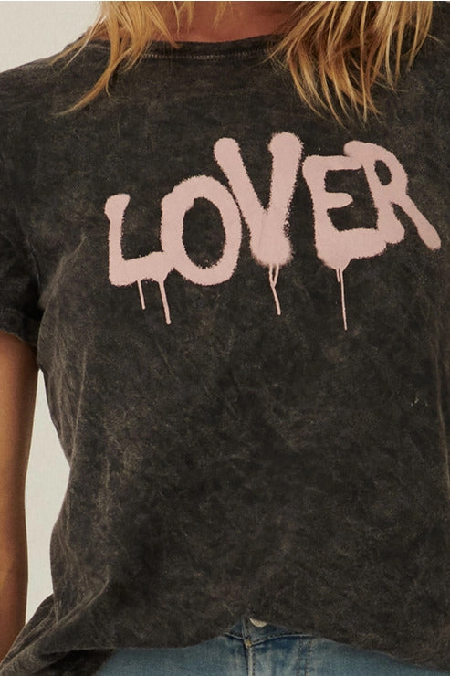Lover Graffiti Mineral Washed Graphic Tee