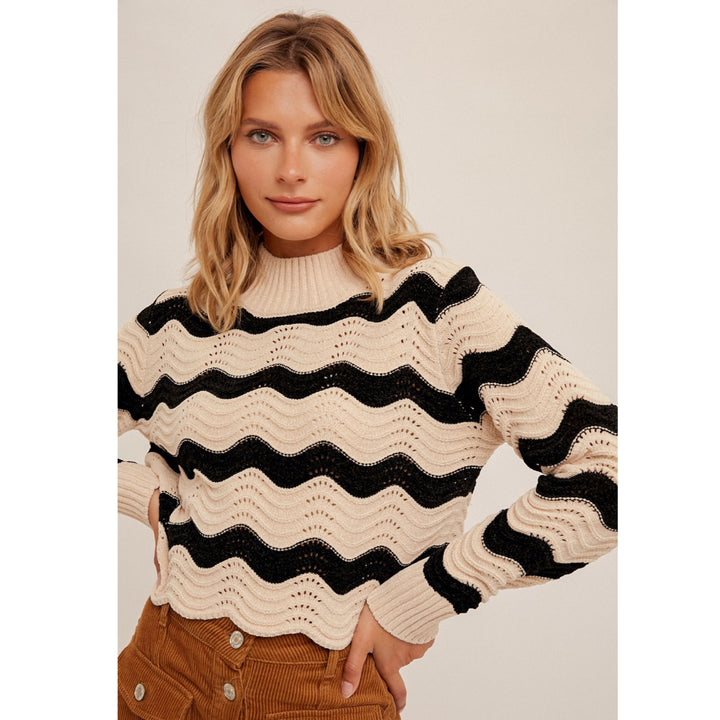 Hem & Thread Wavy Striped Chenille Sweater